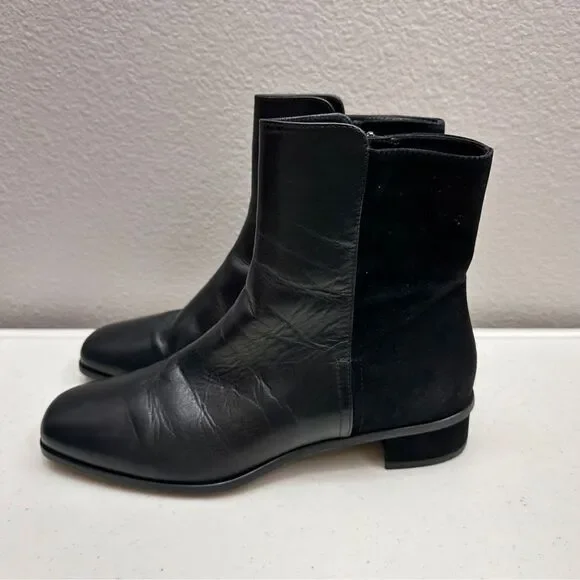 Aquatalia Boots Size 9 Lucia Black Ankle Womens Leather Suede Fall - Picture 4 of 8